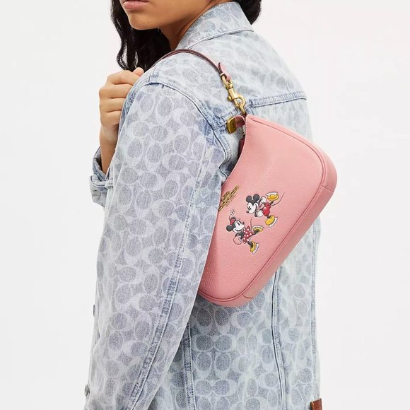 NWT COACH CM858 Disney X Coach Teri Shoulder Bag w Ice Skate Motif Blush Multi - Picture 3 of 7